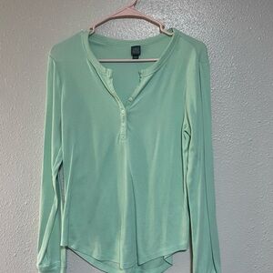 Mint Green Long Sleeve Henley Top